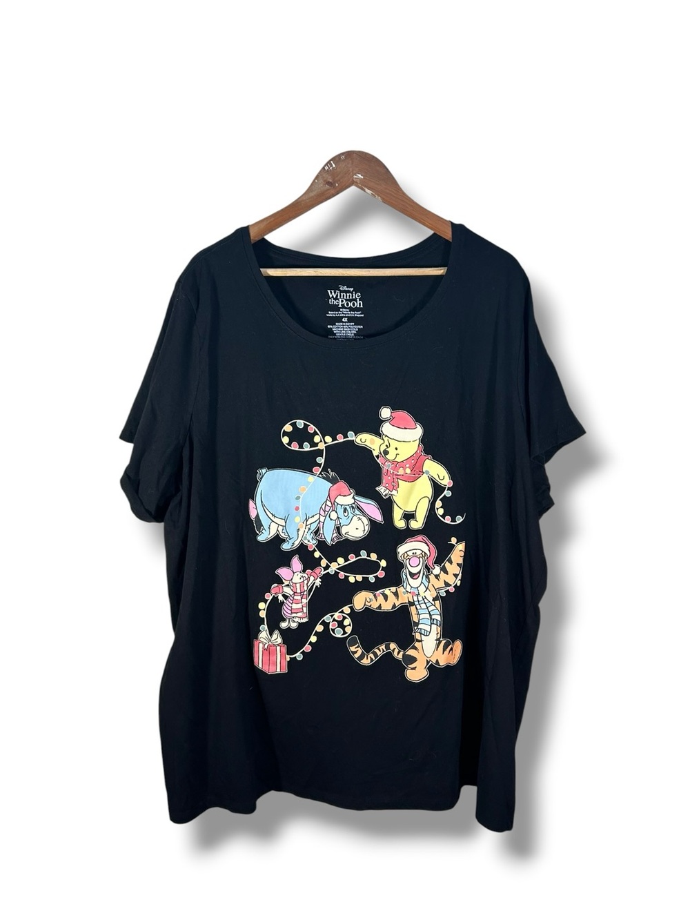Disney Winnie The Pooh Christmas Character Black Tshirt Size 4X